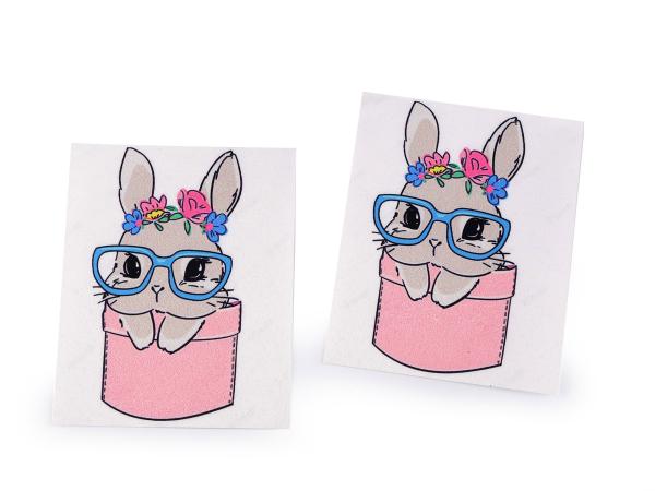 Aufbügler Hase auf Weiß